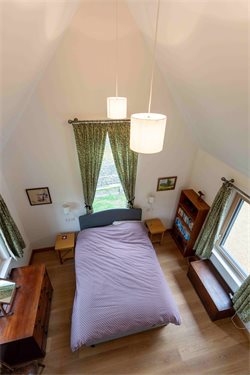 Bedroom with apex ceiling